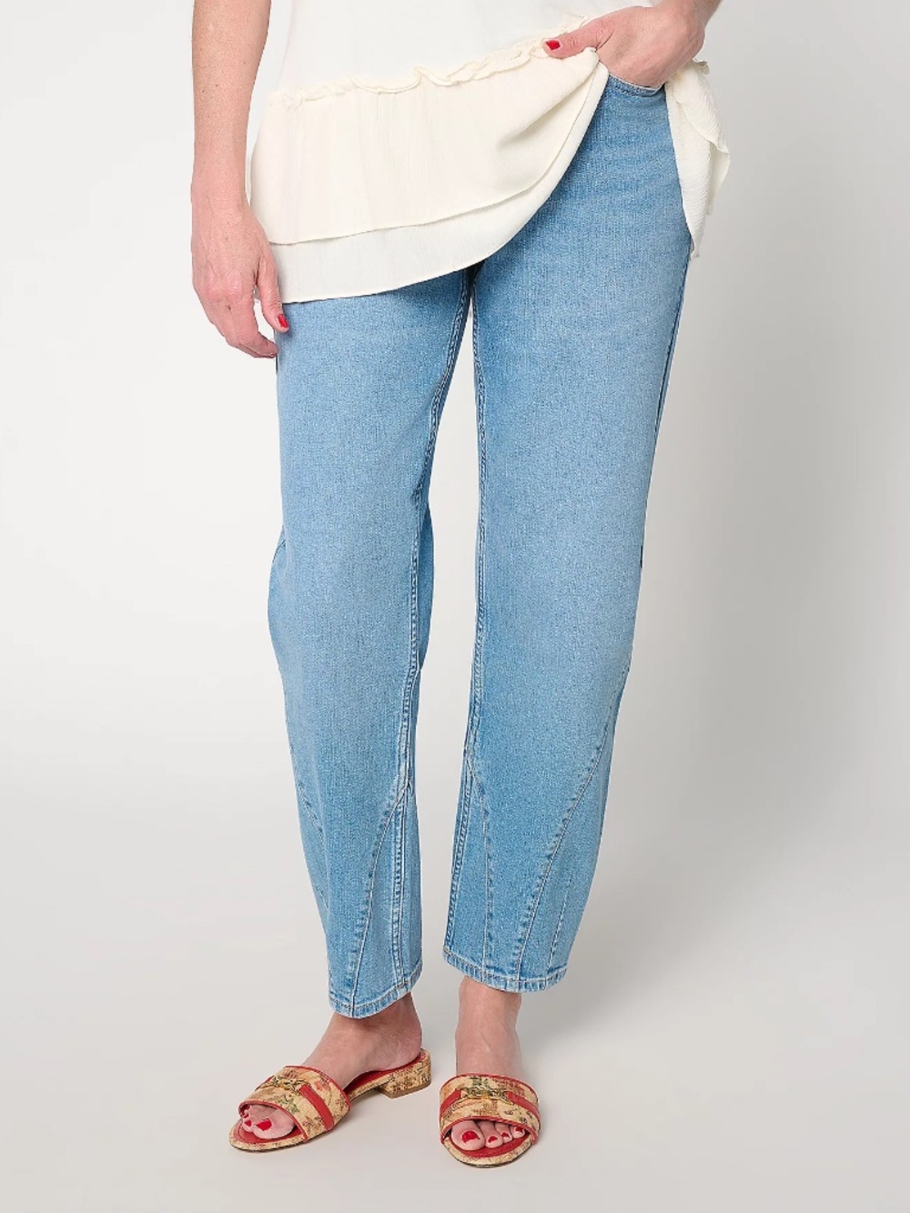 LOGO by Lori Goldstein Regular Indigo Seamed Ankle Jeans, Med Wash Sz 10 a725587